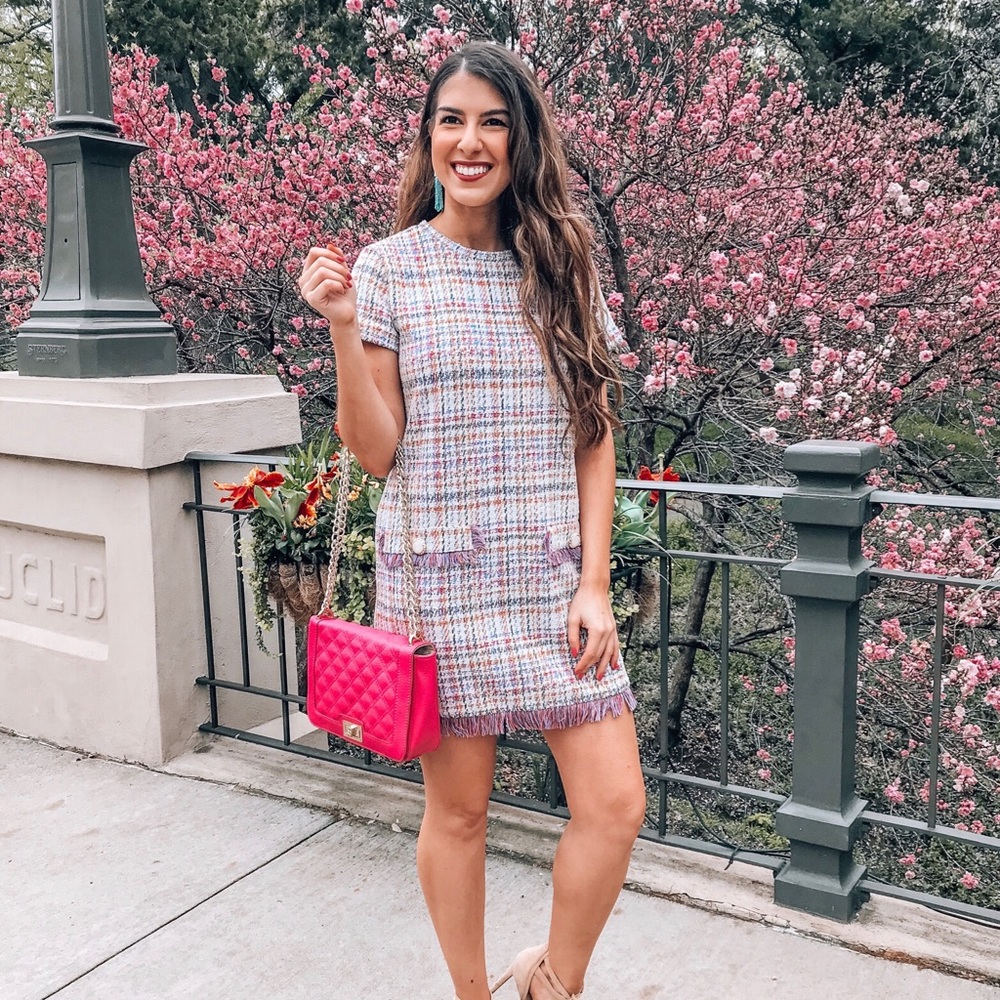 Shift Dress with Tassel Trim